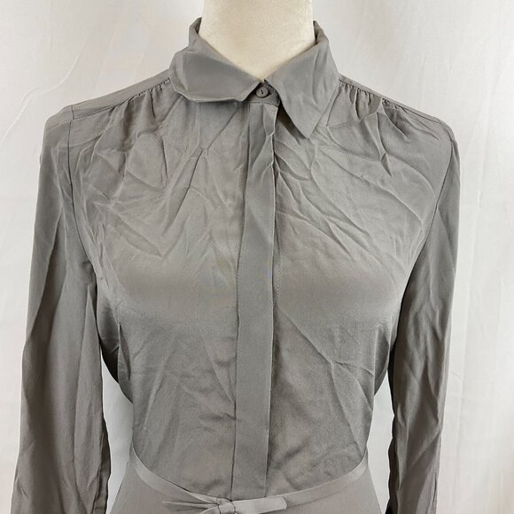 Club Monaco Shirred Back Shirt Dress S Gray Long Sleeve New NWT - Picture 3 of 13